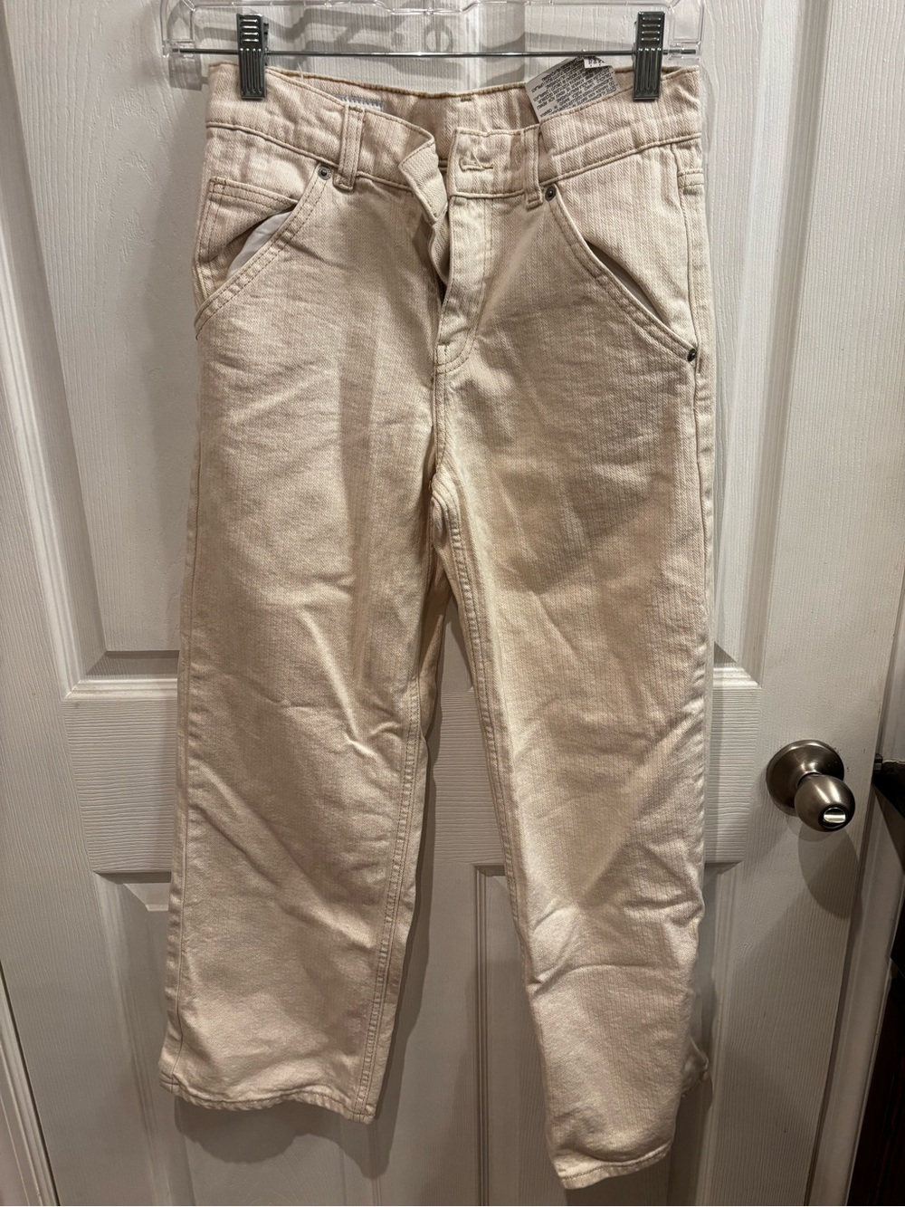 Zara girls cream wide leg jeans